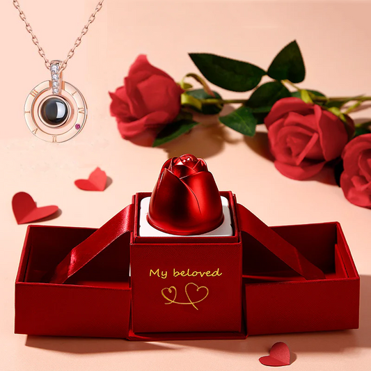 Metal Rose Jewelry Gift Box